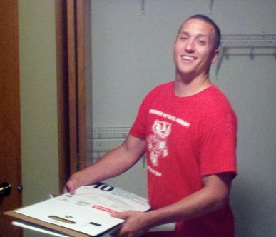 Sam cleaning out the closet