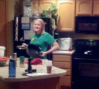 Hayley cooking up a storm for our hungry helpers!