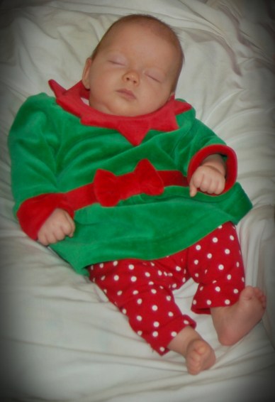 Ellie the elf is pooped from her long night building toys and spreading cheer!