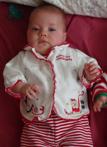 Bella sporting her Christmas outfit