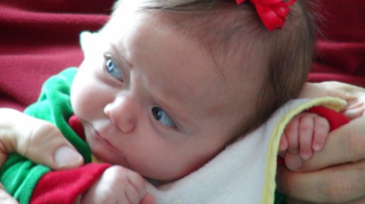 Kali is not so sure about this Santa character.