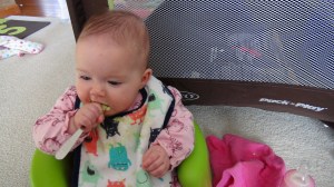 Ellie loves to help feed herself, too.