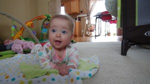 Lily enjoying some pre-meal tummy time.